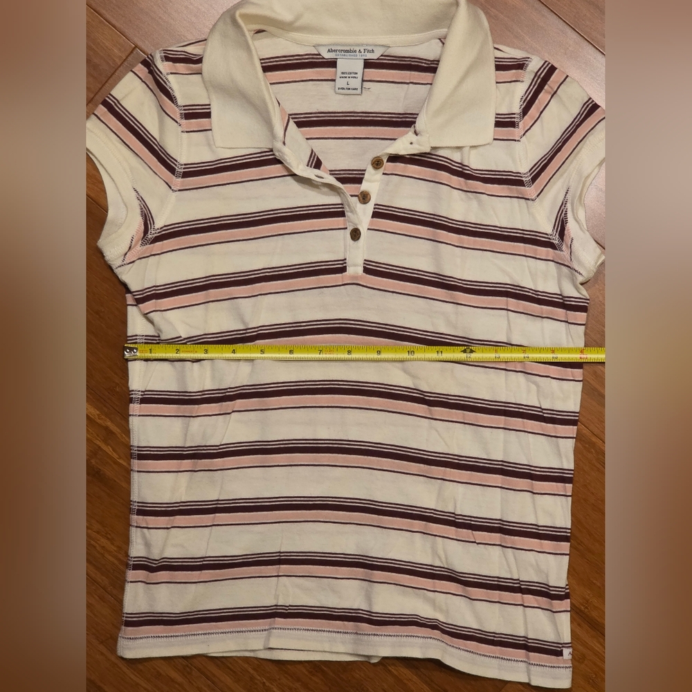 Abercrombie & Fitch Vintage Cream and Brown Striped Shirt - Picture 4 of 4